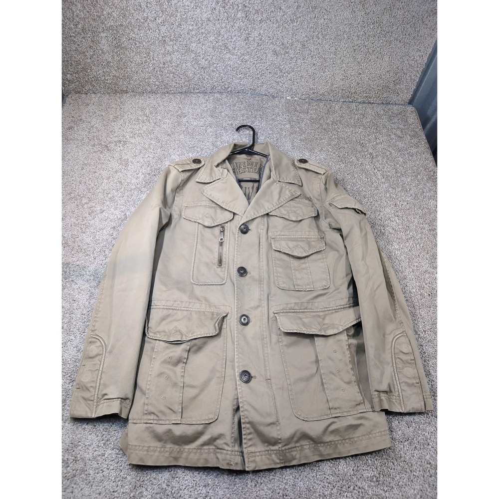 Burning Western Shane Jeans Mens Large Tan Khaki Utility‎ Field Jacket Military